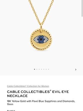 Gold Evil Eye Necklace with Blue Sapphires
